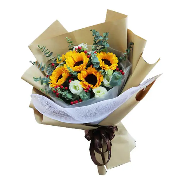 5 Sunflowers Bouquet - Sun of Joy - Birthday