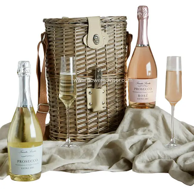 Prosecco Duo & Wicker Chiller Carrier - Birthday