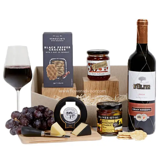 Gourmet Cheese & Wine Gift Tray - Gourmet Hampers