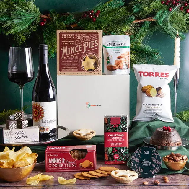 Vegan Red Wine & Treats Hamper - Christmas 2024